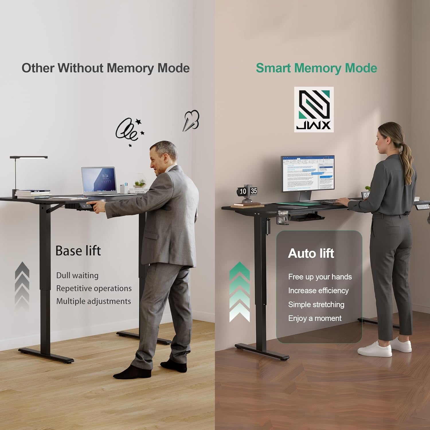 Dual Motor L-Shaped Electric Height Adjustable Standing Desk, 63”, with Memory Presets, Child Lock, Sit-Stand Reminder, Carbon Fiber Surface, Cable Management, and Cup Holder