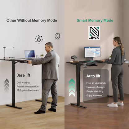 Dual Motor L-Shaped Electric Height Adjustable Standing Desk, 63”, with Memory Presets, Child Lock, Sit-Stand Reminder, Carbon Fiber Surface, Cable Management, and Cup Holder