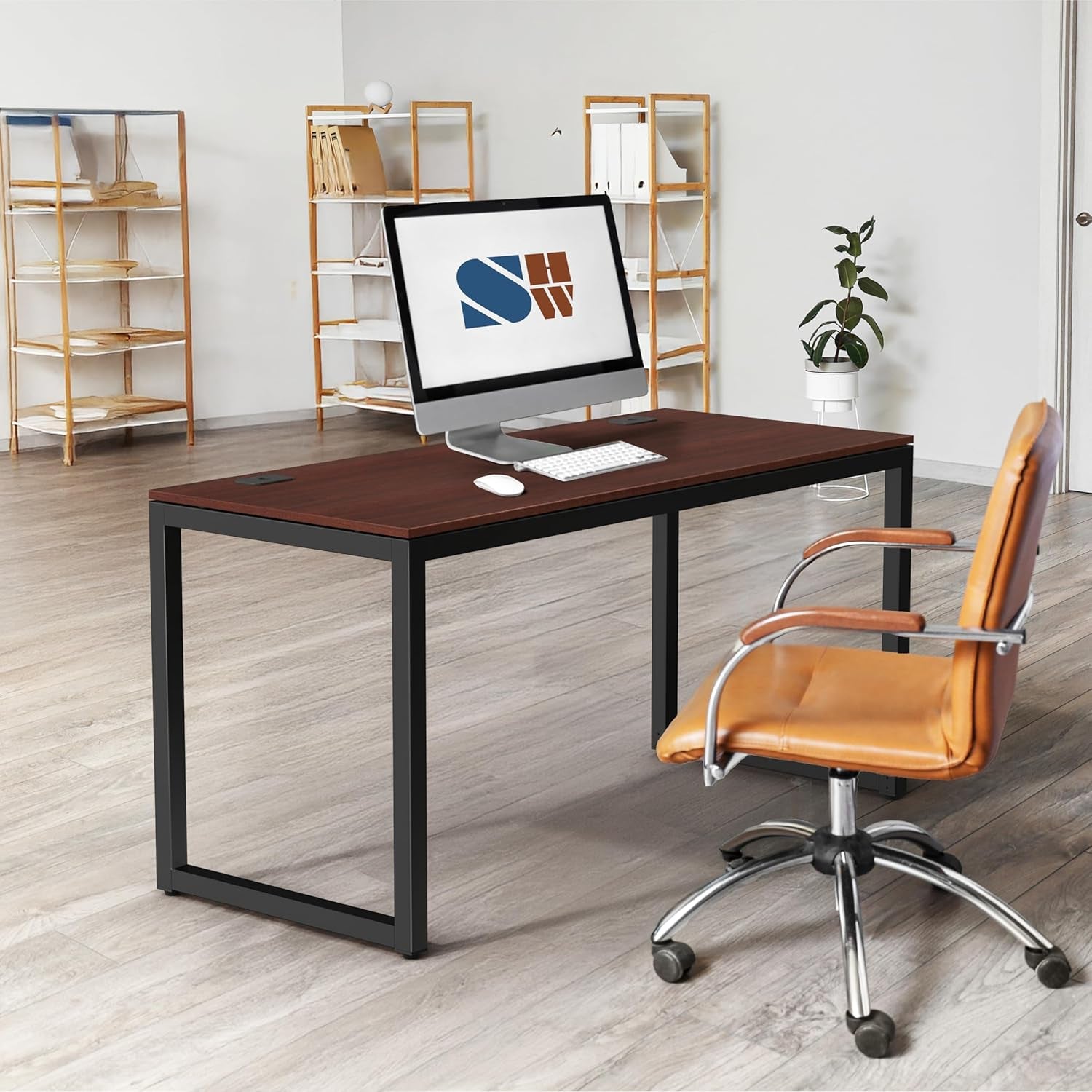 55-Inch Cherry Commercial-Grade Office Computer Desk