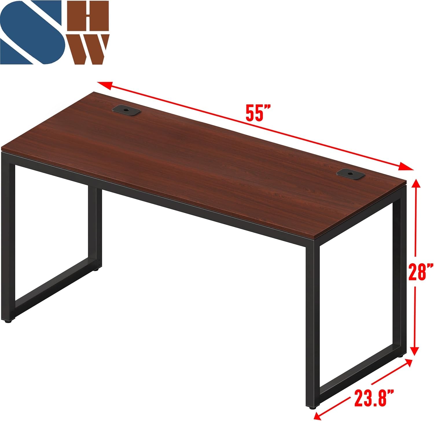 55-Inch Cherry Commercial-Grade Office Computer Desk