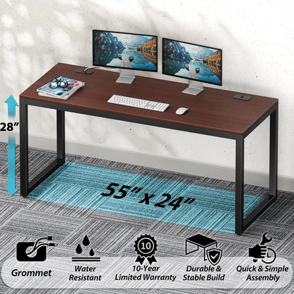 55-Inch Cherry Commercial-Grade Office Computer Desk