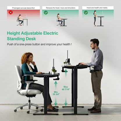 Dual Motor L-Shaped Electric Height Adjustable Standing Desk, 63”, with Memory Presets, Child Lock, Sit-Stand Reminder, Carbon Fiber Surface, Cable Management, and Cup Holder