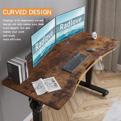 Height Adjustable Electric Standing Desk with Splice Board and Under Desk Storage for Home Office