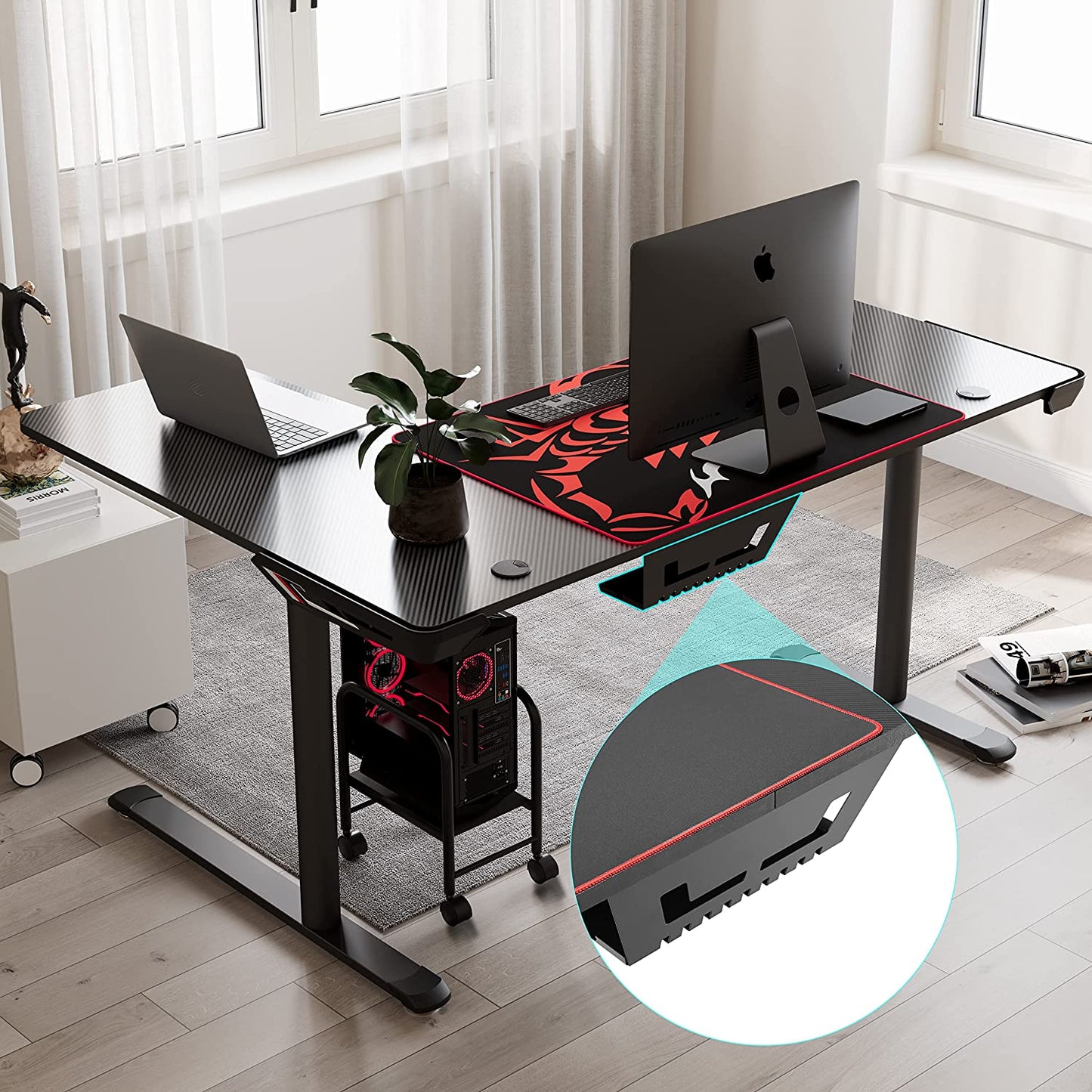 Elevate Your Gaming Experience with the 60 Inch L Shaped Gaming Desk - Perfect for Home Office & Gaming Setup with Cable Management and Ergonomic Design
