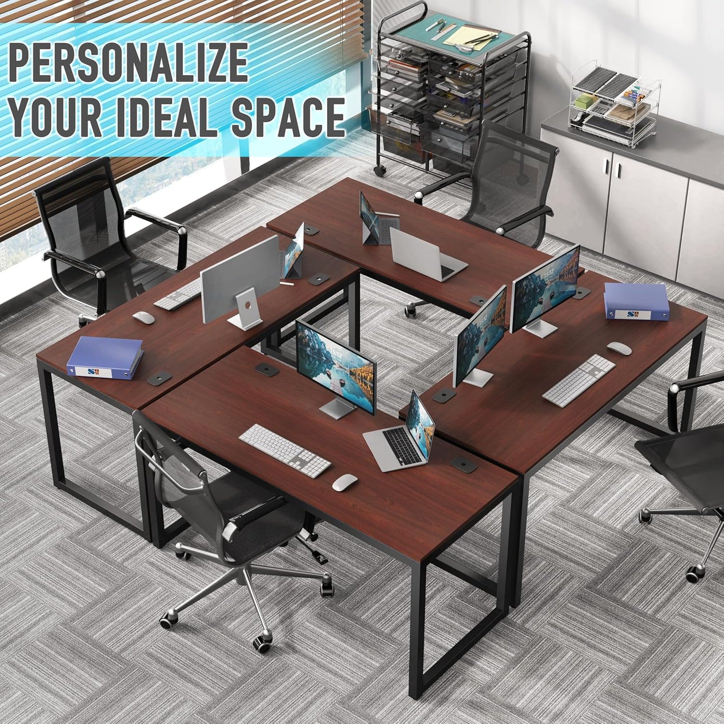 55-Inch Cherry Commercial-Grade Office Computer Desk