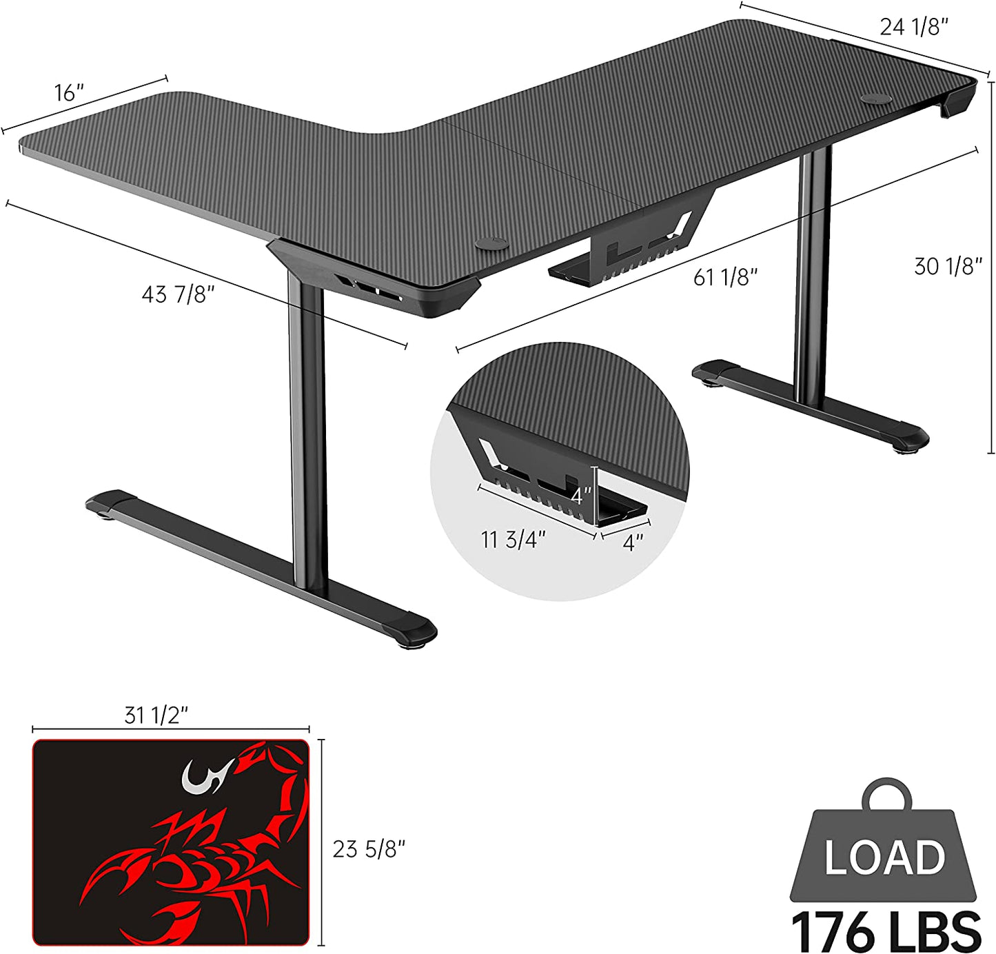 Elevate Your Gaming Experience with the 60 Inch L Shaped Gaming Desk - Perfect for Home Office & Gaming Setup with Cable Management and Ergonomic Design