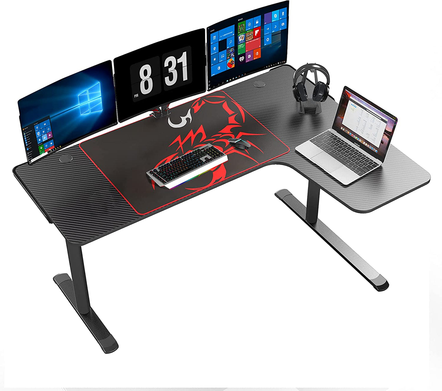 Elevate Your Gaming Experience with the 60 Inch L Shaped Gaming Desk - Perfect for Home Office & Gaming Setup with Cable Management and Ergonomic Design